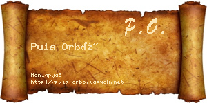 Puia Orbó névjegykártya